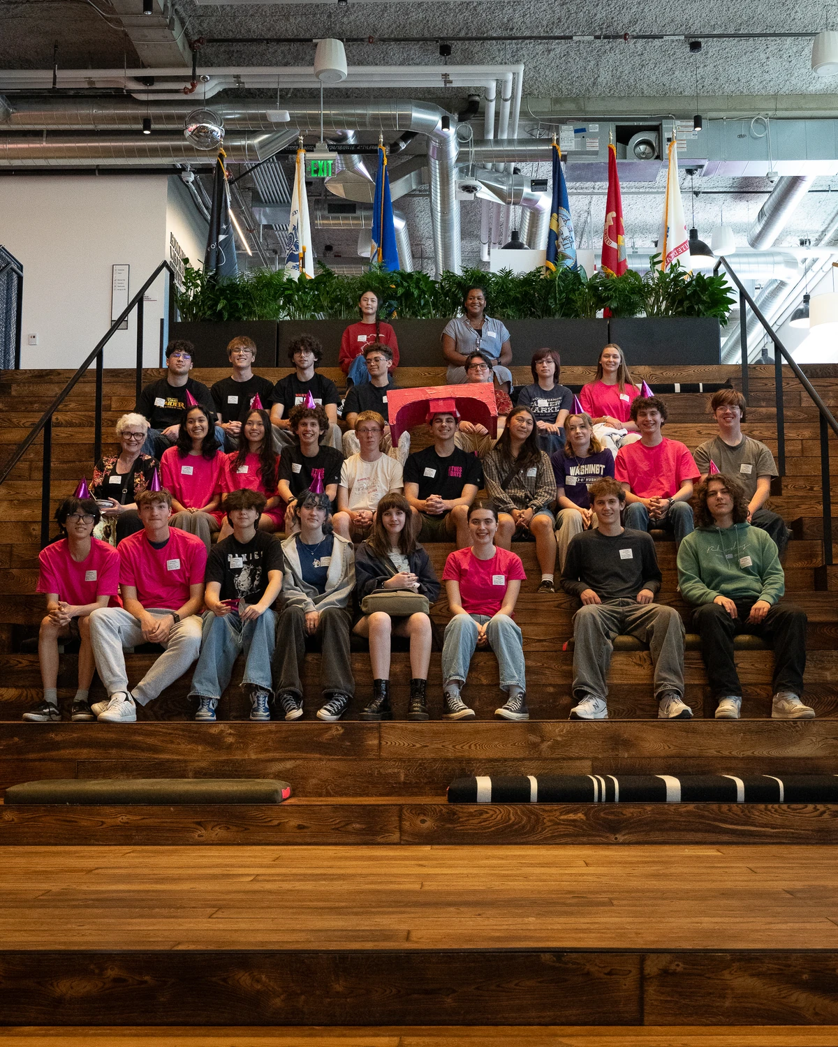 Group photo of club members at T-Mobile's headquarters